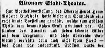 Facsimile of extracts from a review of the performance of Der Trompeter von Sakkingen with the music by Mahler in 1889 (Hamburger Nachtrichten, 29 April 1889 (Abend-Ausgabe), 1)