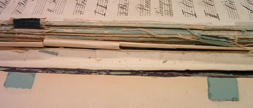 Colour image showing the tape and threads in volume 2 of Symphony 1, ACF1
