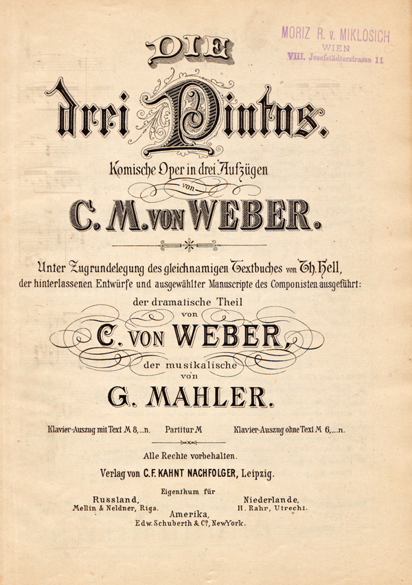 Colour facsimile of the title page of the first edition of the arrangement for piano, two hands