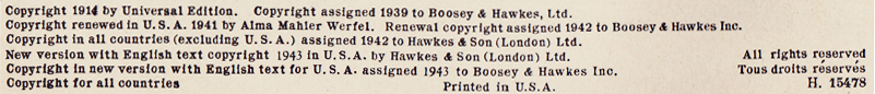 Colour facsimile of the Copyright summary stated at the start of each song