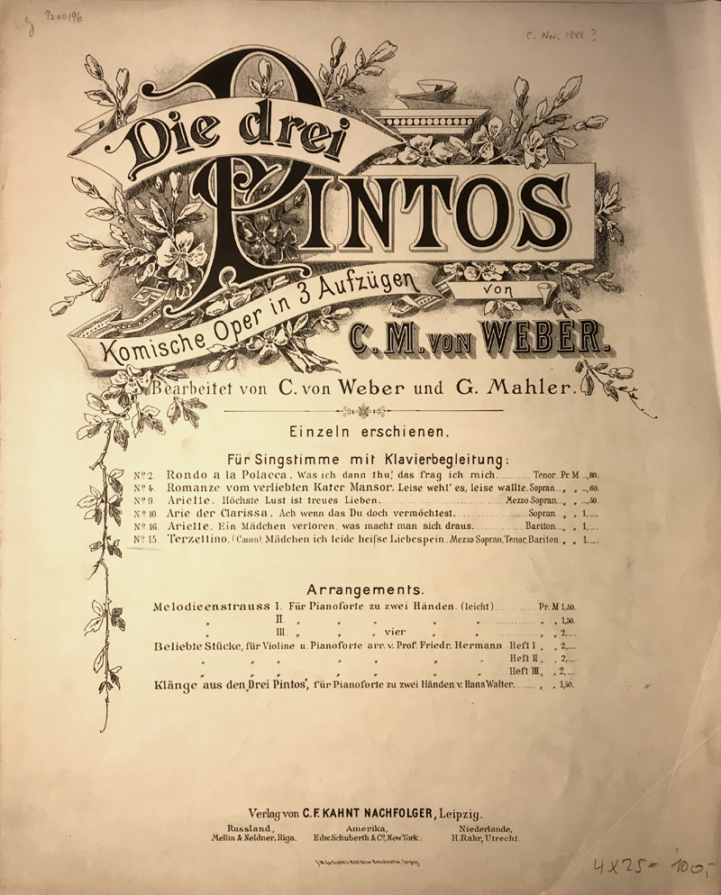 Colour facsimile of type D title page design for Die drei Pintos