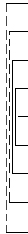 Graphic: five stacked vertical brackets and a horizontal line indicating that five bifolios enclose a sigle folio to form a single gathering (the folios of the first two bifolios are now separate)