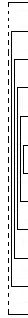 Graphic: six nested vertical brackets indicating that a group of six bifolios (twelve sheets in the table) form a single gathering (the first and last sheets now separated)