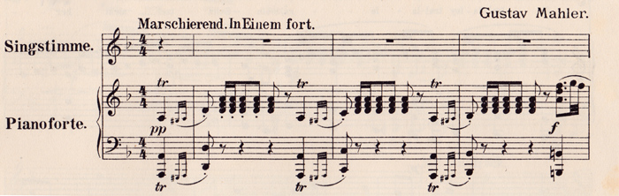 colour facsimile of bb. 1-3 of the high-voice piano-vocal score of Revelge