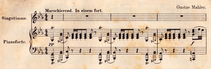 colour facsimile of bb. 1-3 of the medium-voice piano-vocal score of Revelge