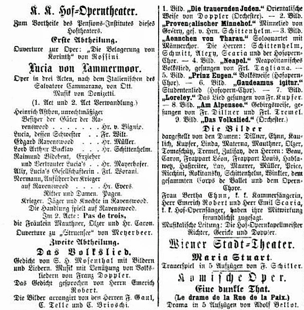 B&W facsimile of the advertisement in the Wiener Zeitung