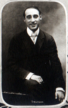 b&w photograph from a postcard, of Louis Treumann (not in costume)