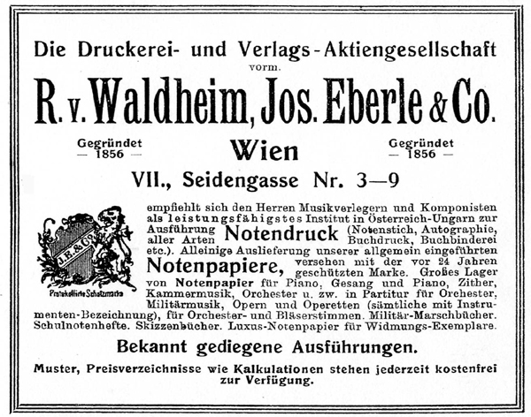 Facsimile of an advert for Waldheim-Eberle, c. 1910, reflecting no modernist influence