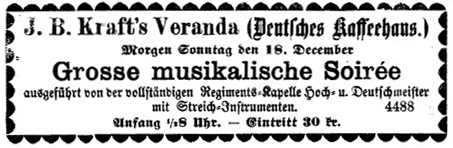 b&w scan of an advert in the Innsbrucker Nachrichten, 17 December 1881