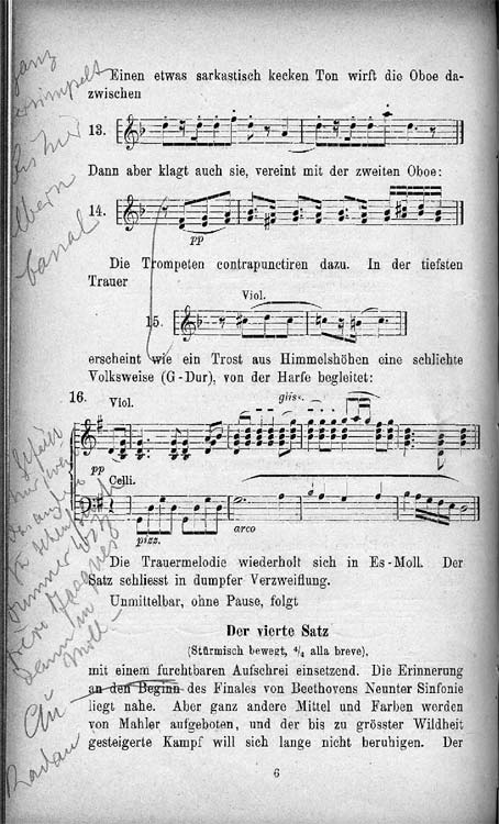 B & W image of an annotated programme note on Symphony No.1, 16 December 1898, p. 6