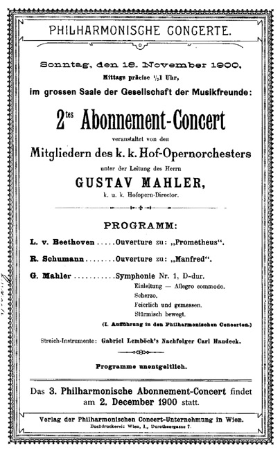 Black and white facsimile of the concert handbill