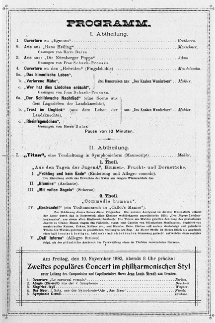 Hamburg, 27 October 1893: Mahler I conducted by the composer