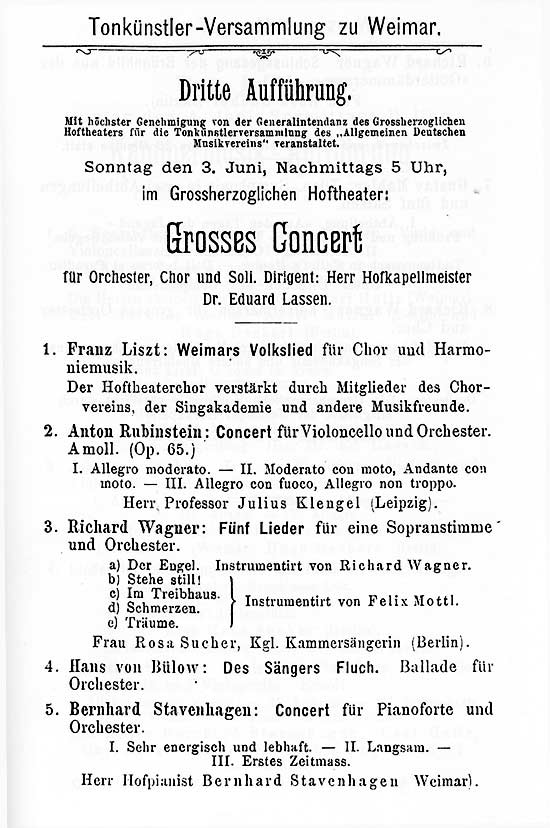 Programme - Weimar, 3 June 1894: Mahler I conducted by the composer