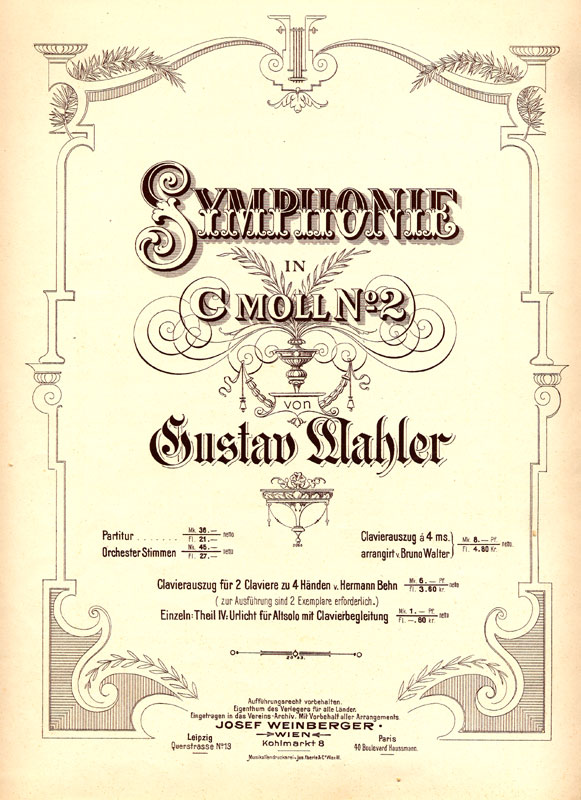 Urlicht, vocal score, second edition (before 1900), title page