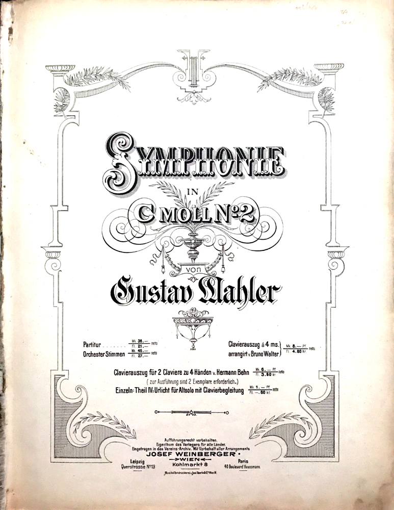 Full score, first edition, second issue, second impression (1899), title page